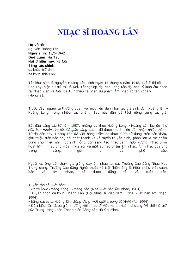 image for page Nhạc sĩ Hoàng Lân