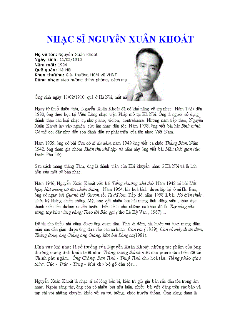 image for page Nhạc sĩ Nguyễn Xuân Khoát