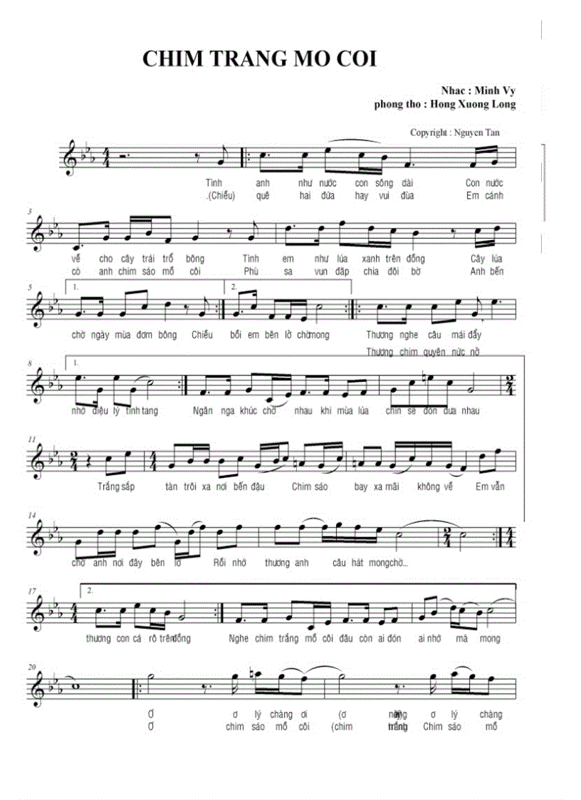 image for page Nốt nhạc bài chim trắng mồ côi