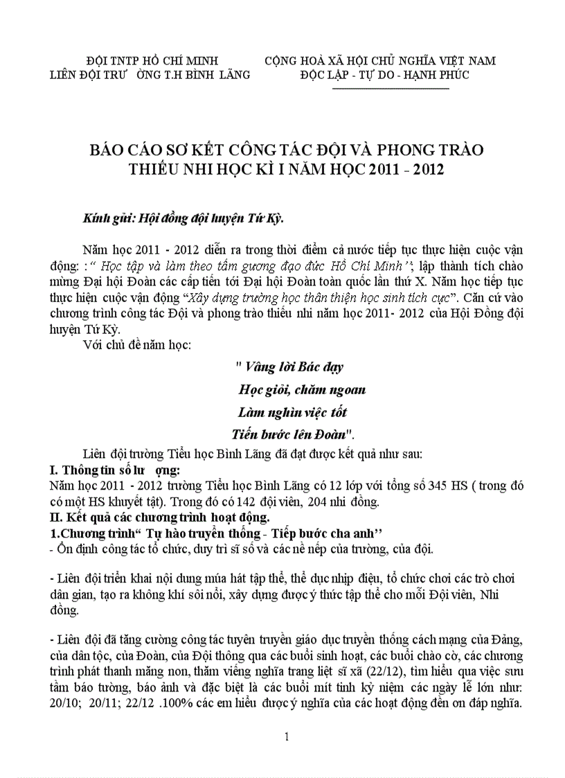 image for page Sơ kết đội học kì 1