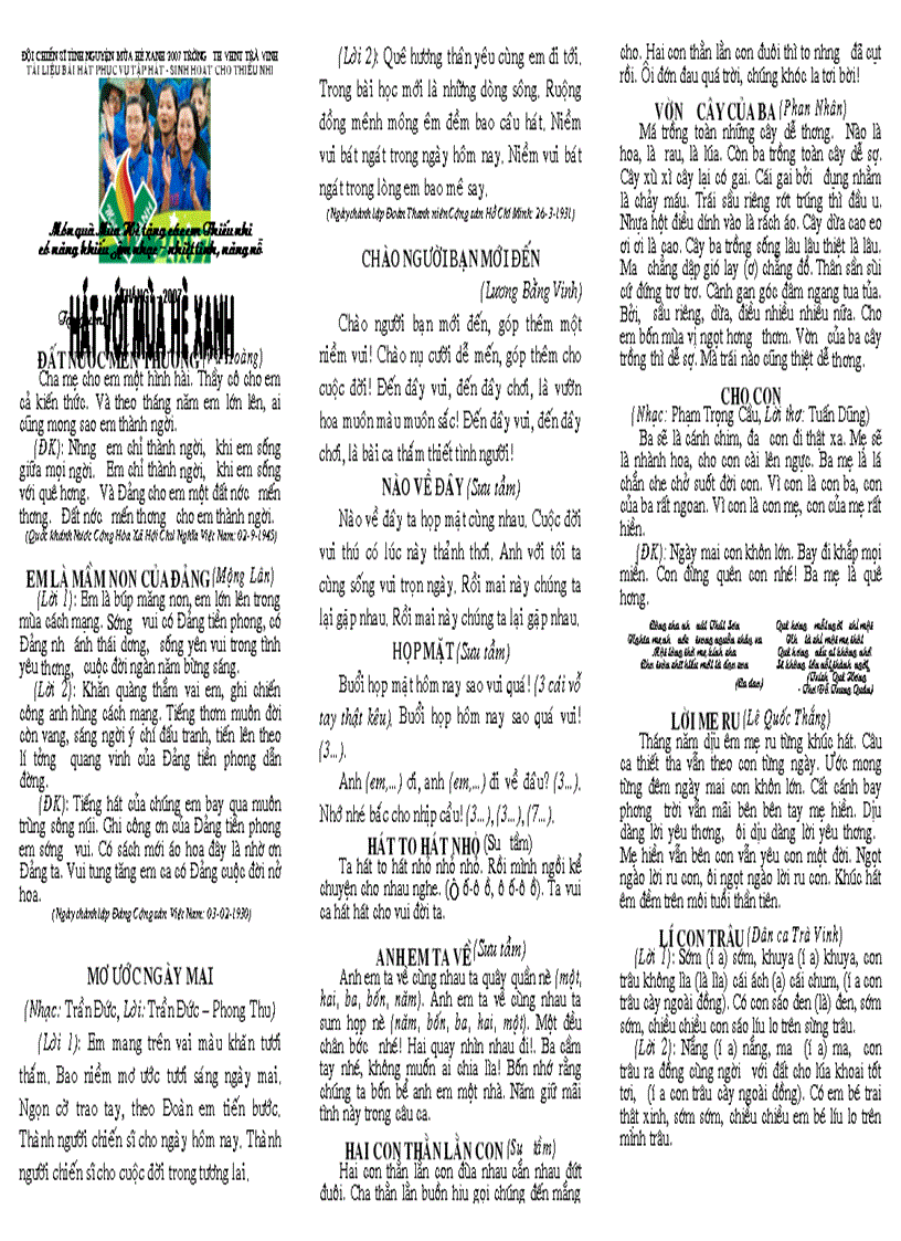 image for page Tài liệu tập hát cho thiếu nhi phục vụ Mùa hè xanh