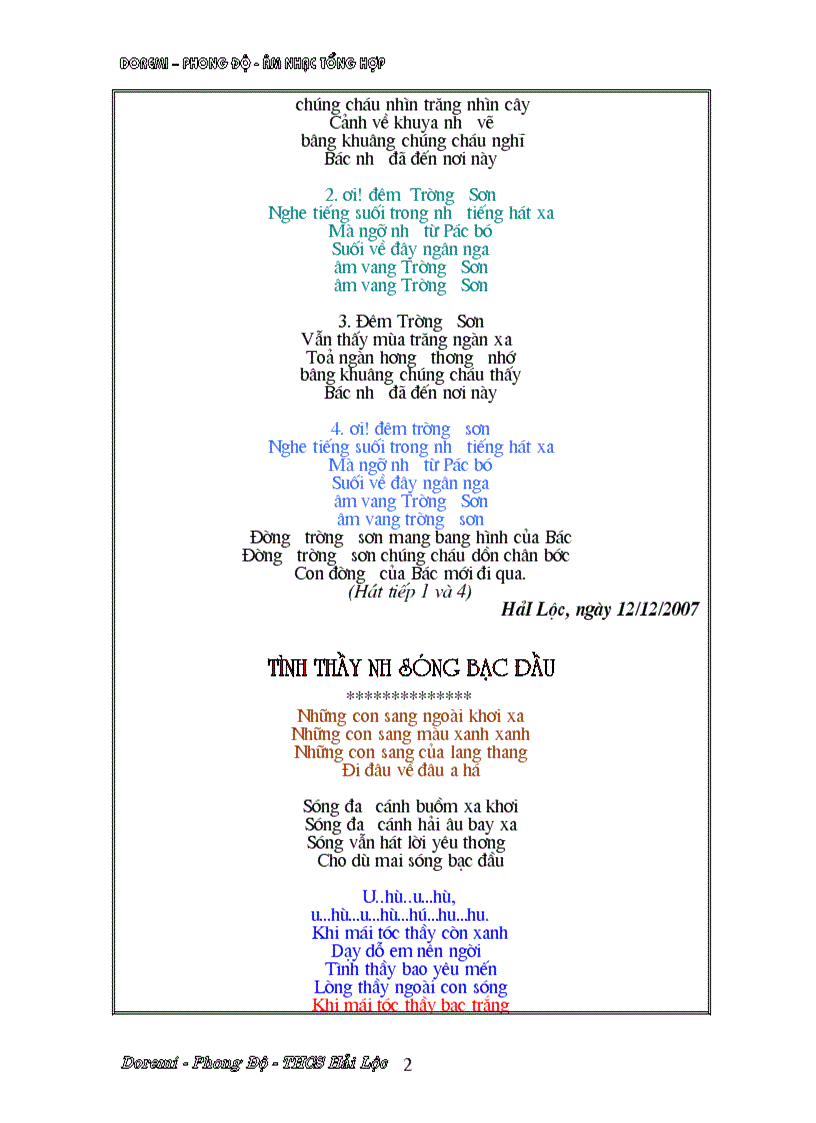 image for page Tập ca khúc cho GV tham khảo