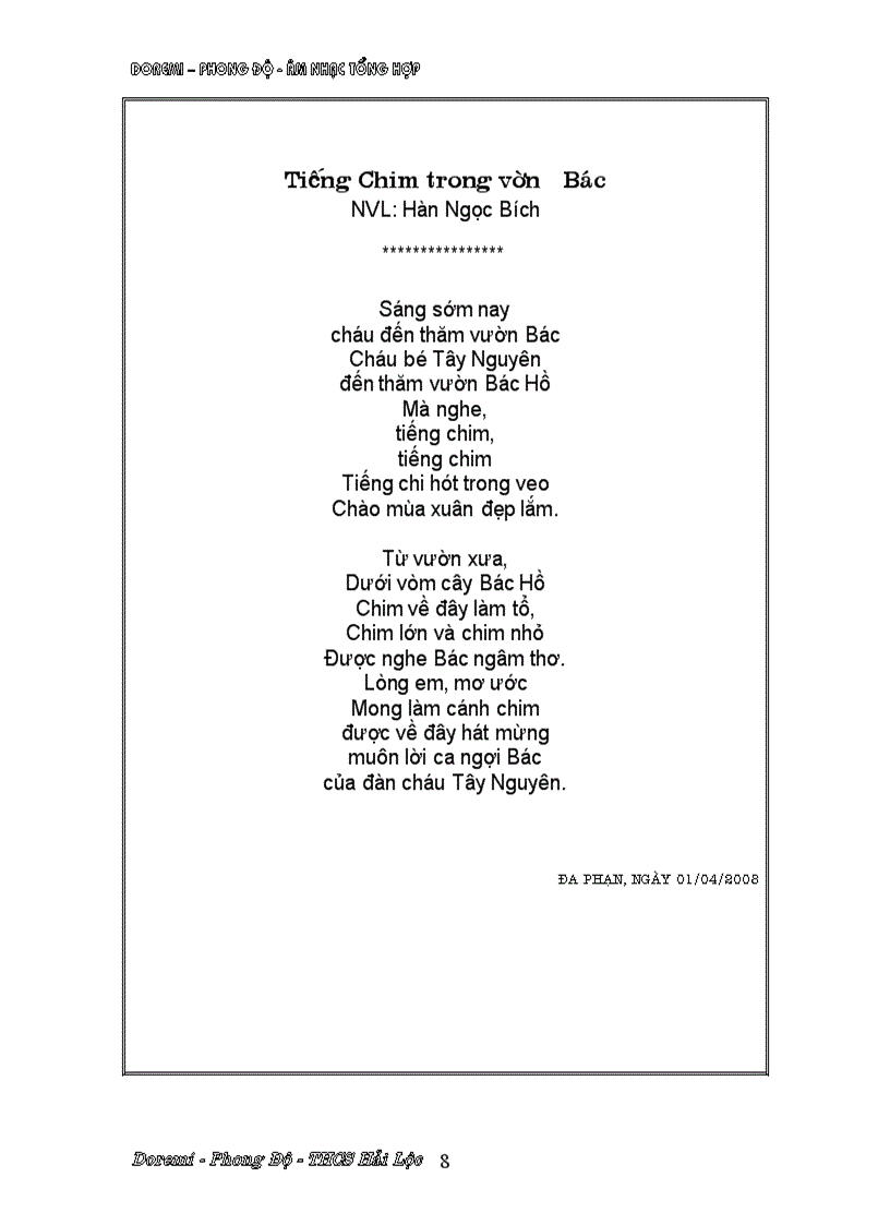 image for page Tập ca khúc cho GV tham khảo