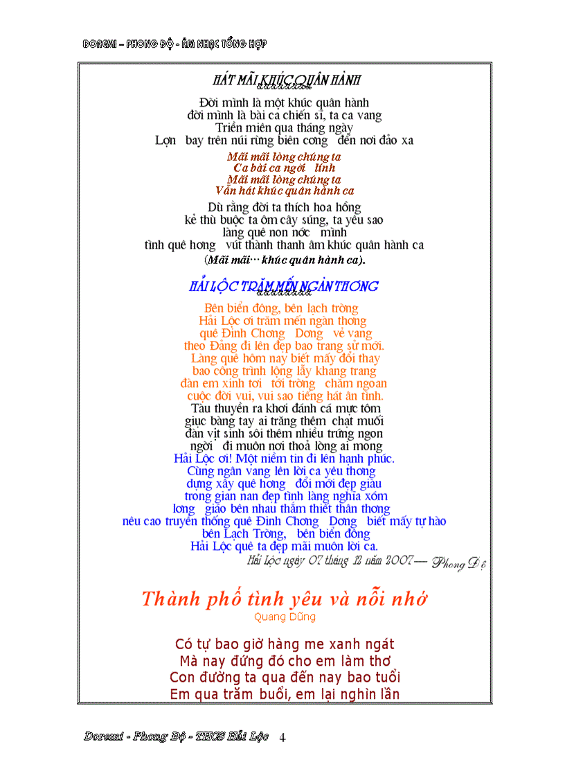 image for page Tập ca khúc dành cho GV Ga Phong Độ