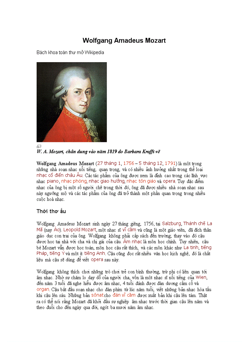 Tư liệu về Mozart