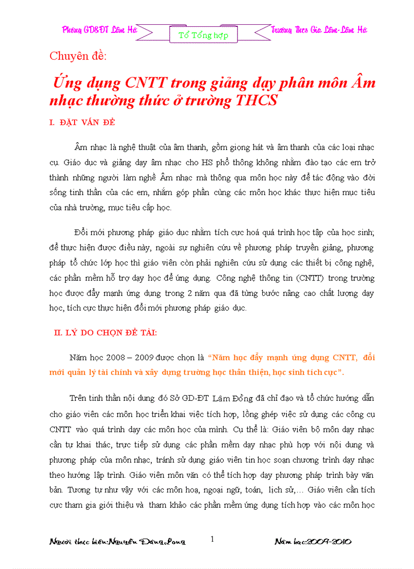 image for page Ứng dụng CNTT trong phân môn âm nhạc thường thức