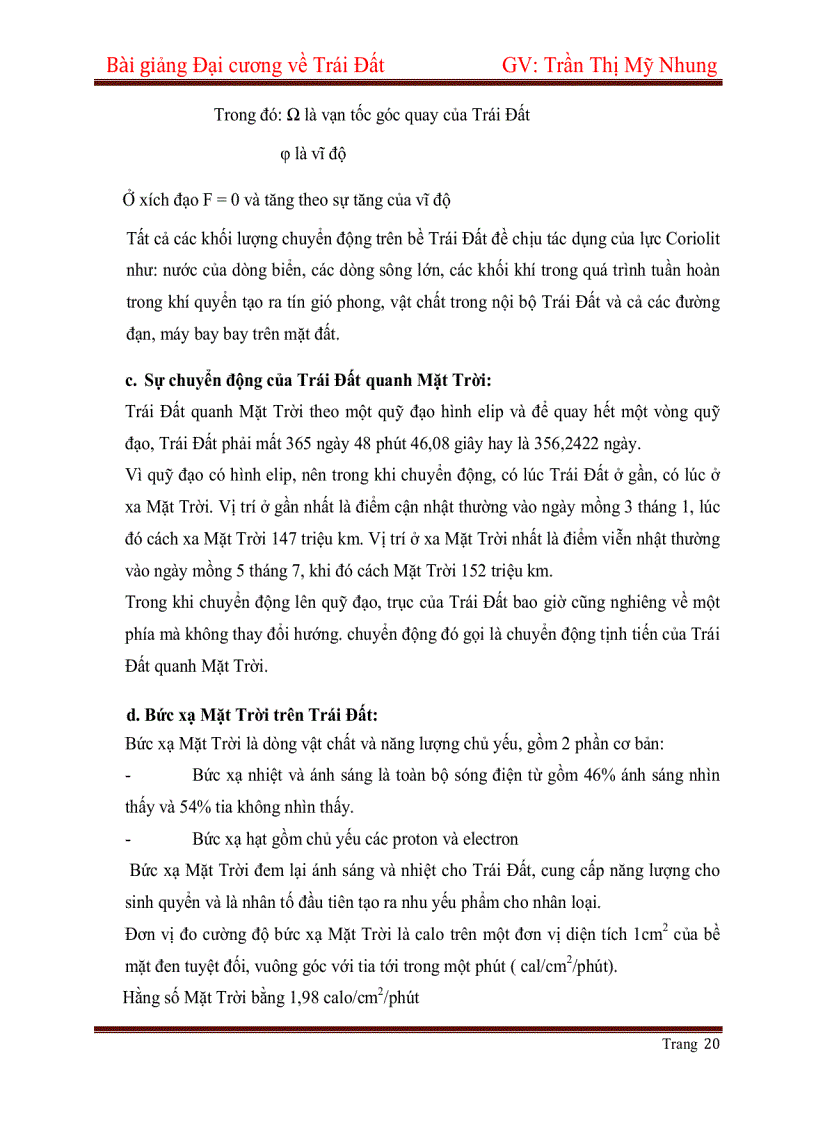 image for page Bài giảng Đại cương về Trái Đất