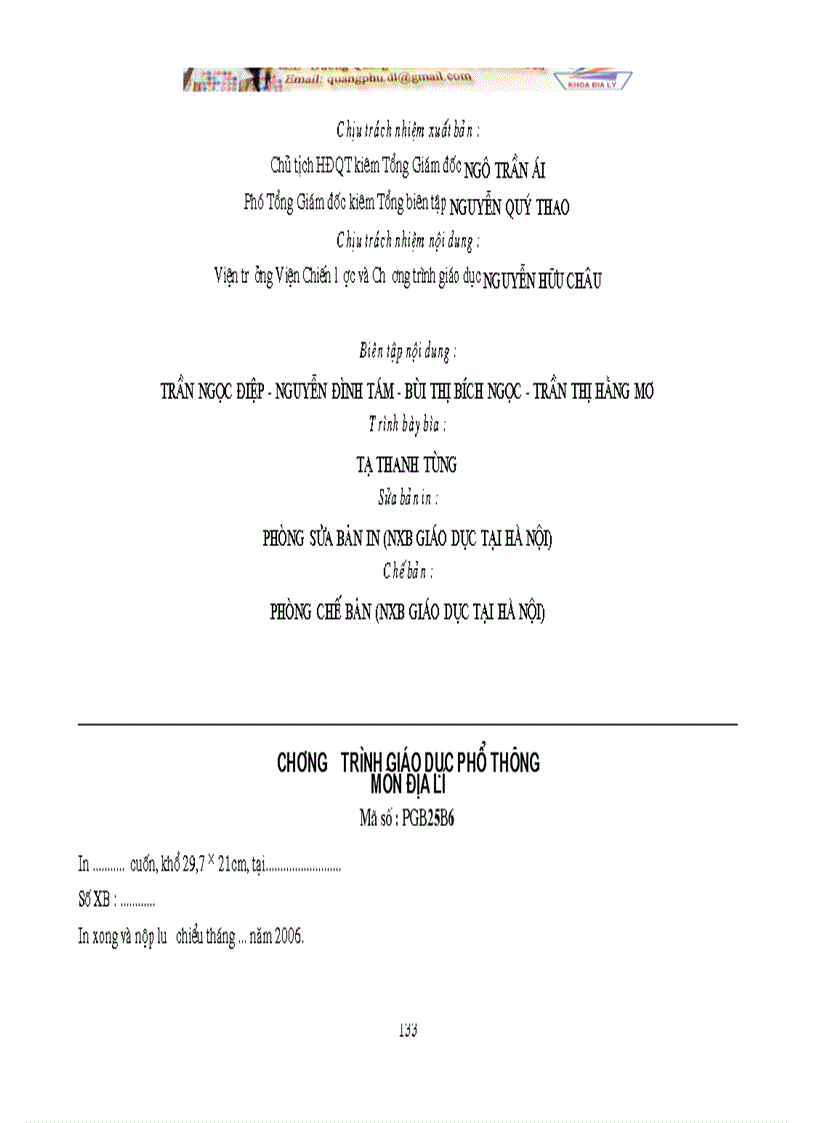 image for page Chuẩn chương trình Địa Lí phổ thông