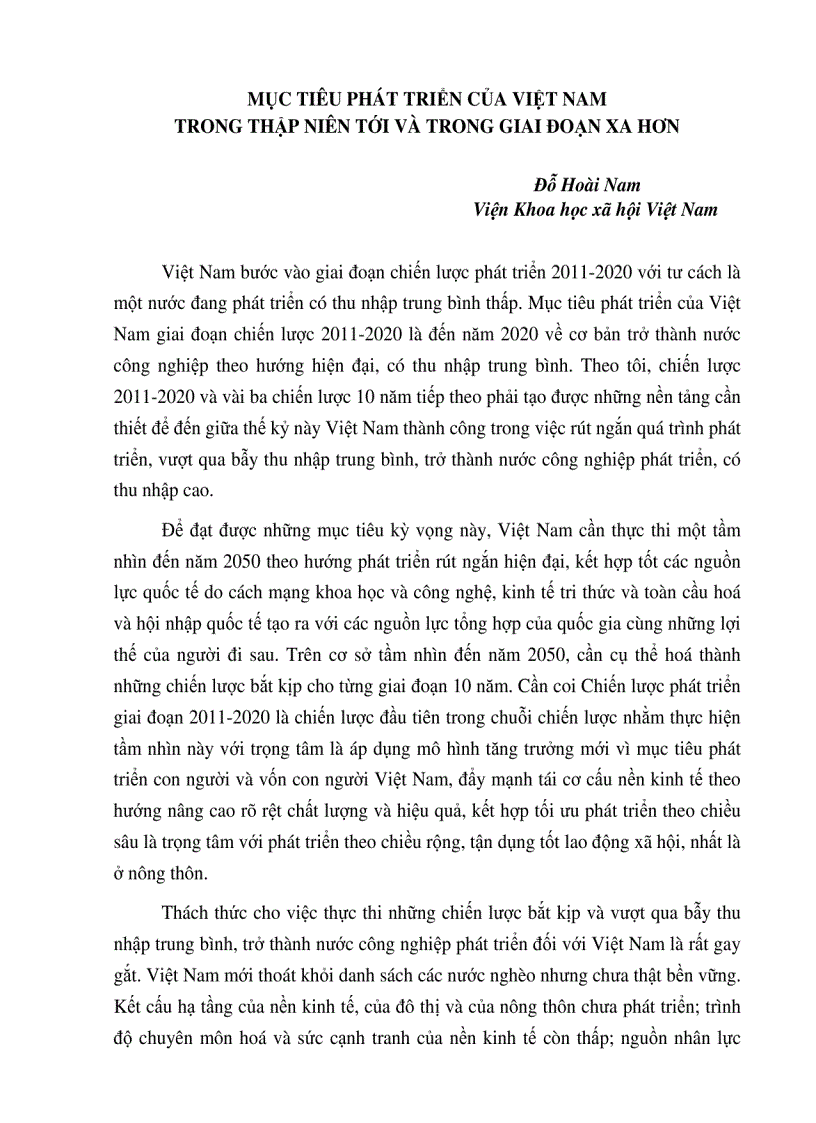 image for page Mục tiêu phát triển Việt nam trong thập niên tới