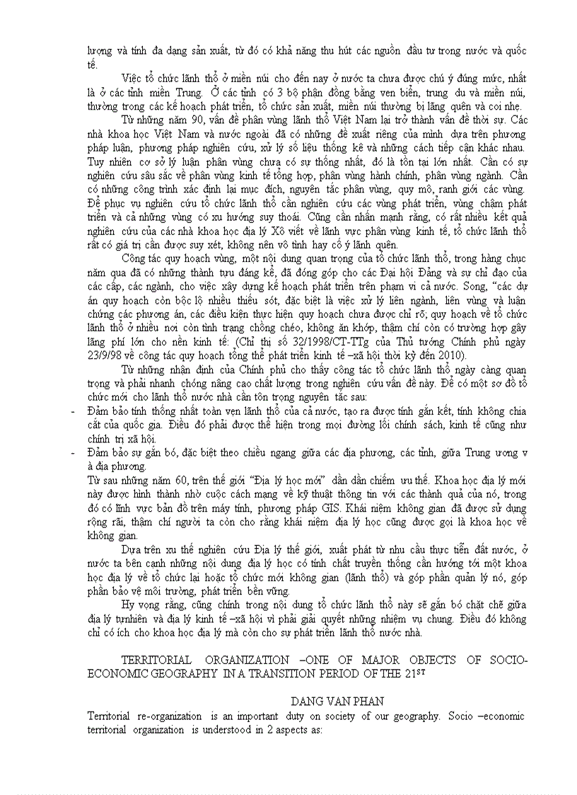 image for page Tổ chức lãnh thổ Một trong những đối tượng chủ yếu của Địa lý KT XH