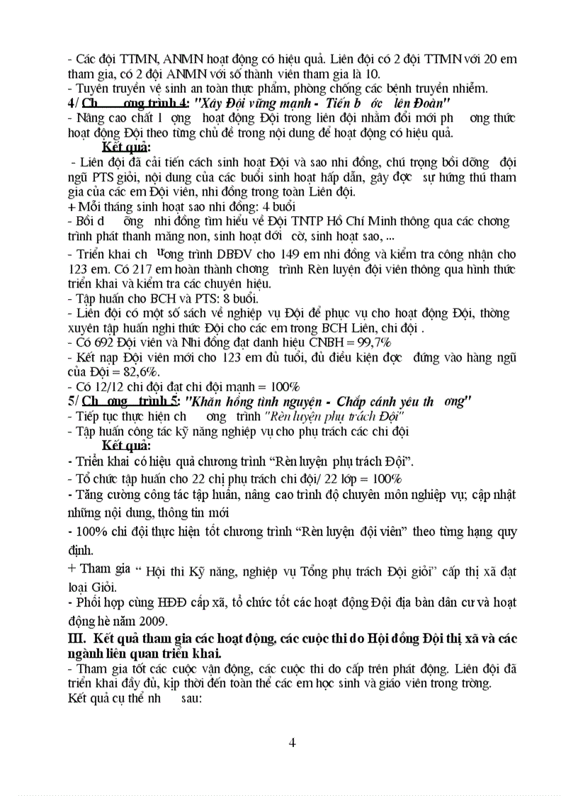 image for page Báo cáo thành tích Liên đội 2010 2011