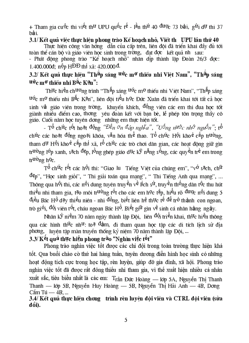 image for page Báo cáo thành tích Liên đội 2010 2011