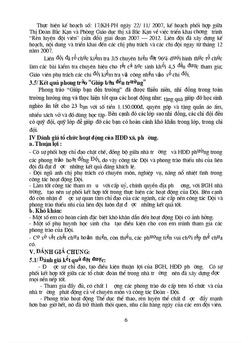 image for page Báo cáo thành tích Liên đội 2010 2011