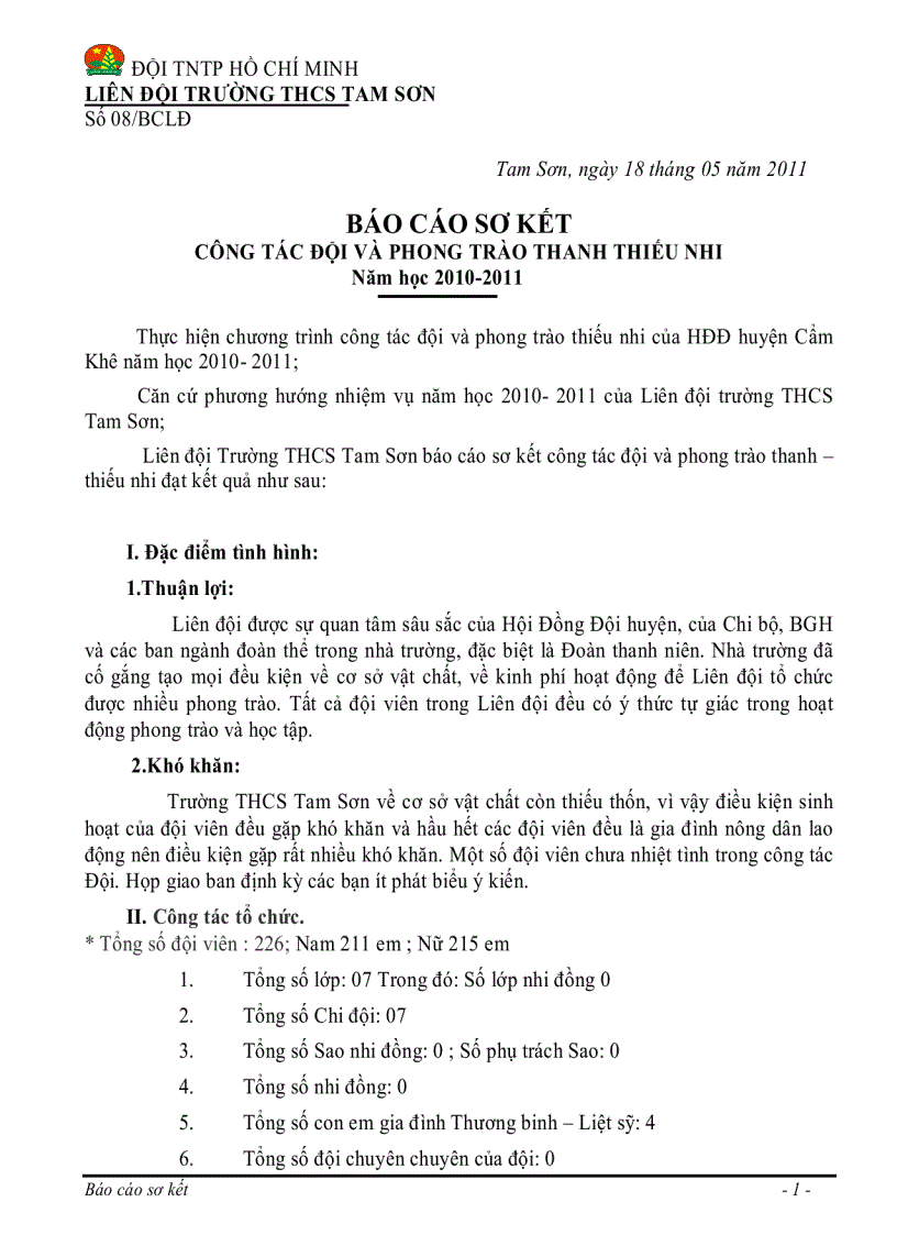 image for page Báo cáo tổng kết năm học