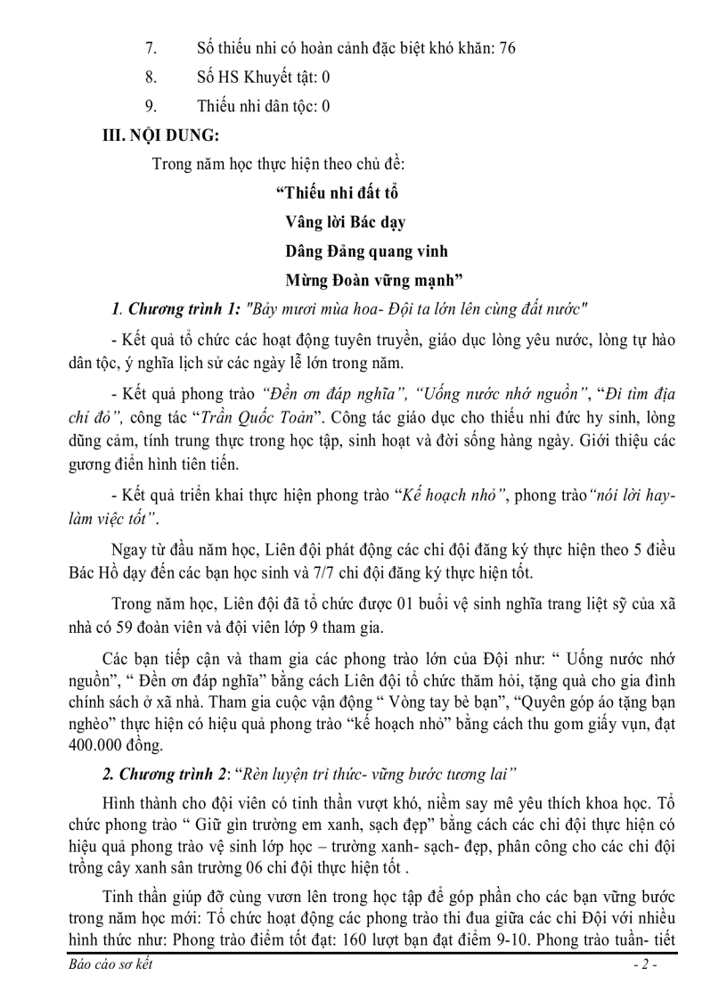 image for page Báo cáo tổng kết năm học