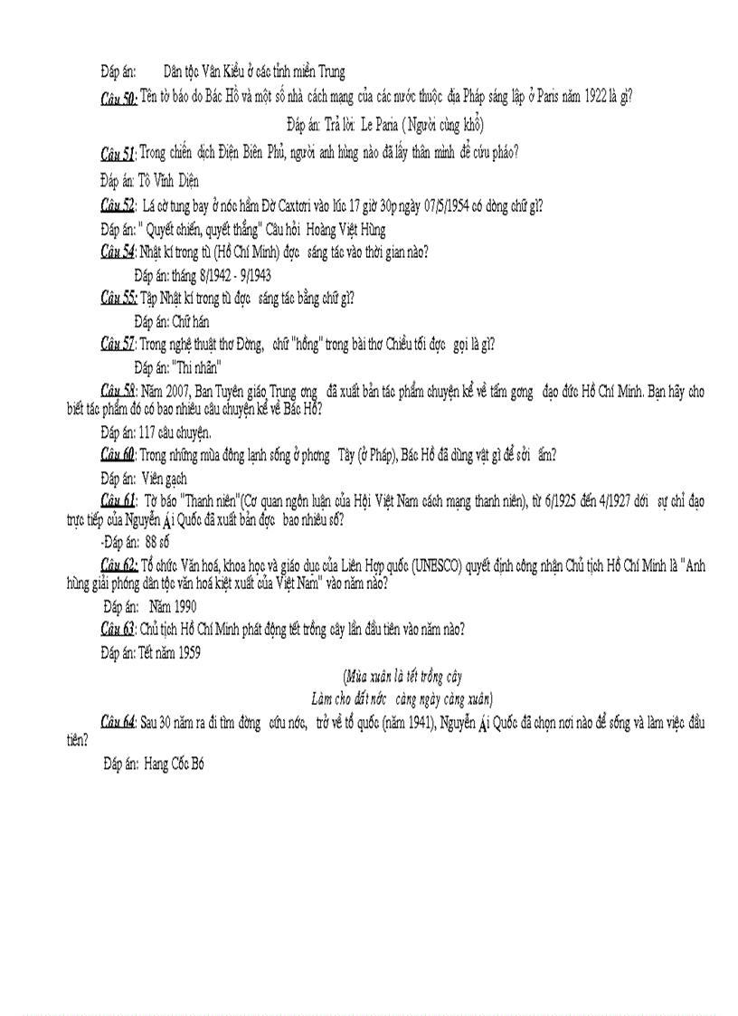 image for page Cau hoi tim hieu ve Bac Ho