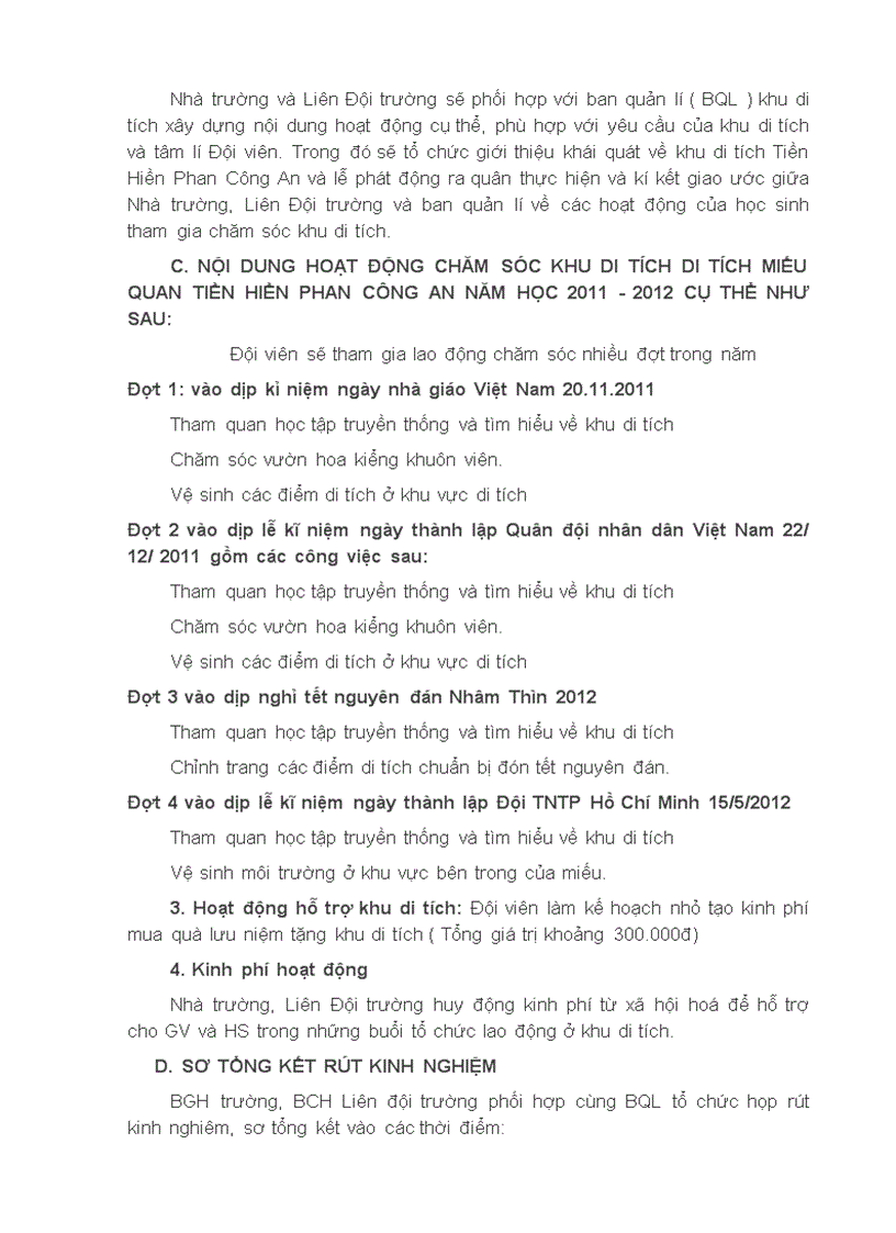 image for page Chương trình chăm sóc di tích lịch sử địa phương