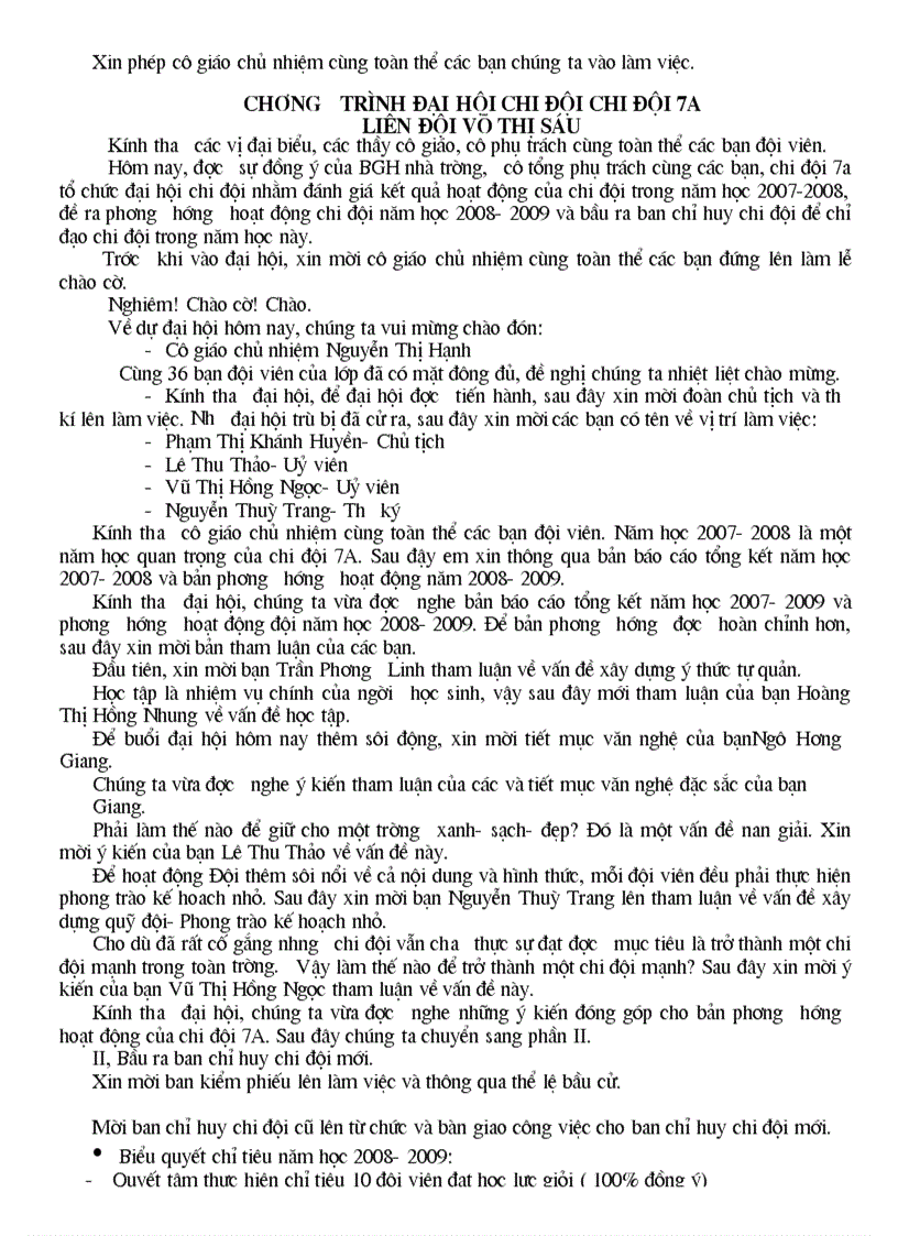 image for page Chương trình đại hội chi đội