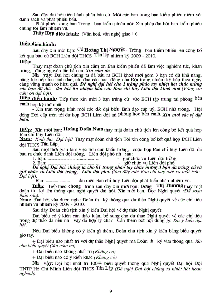 image for page Chuong trinh dai hoi lien doi cuc chi tiet