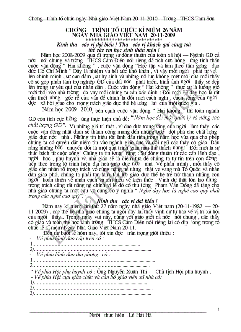 image for page Dẫn chương trinh 20 11 mới nhất