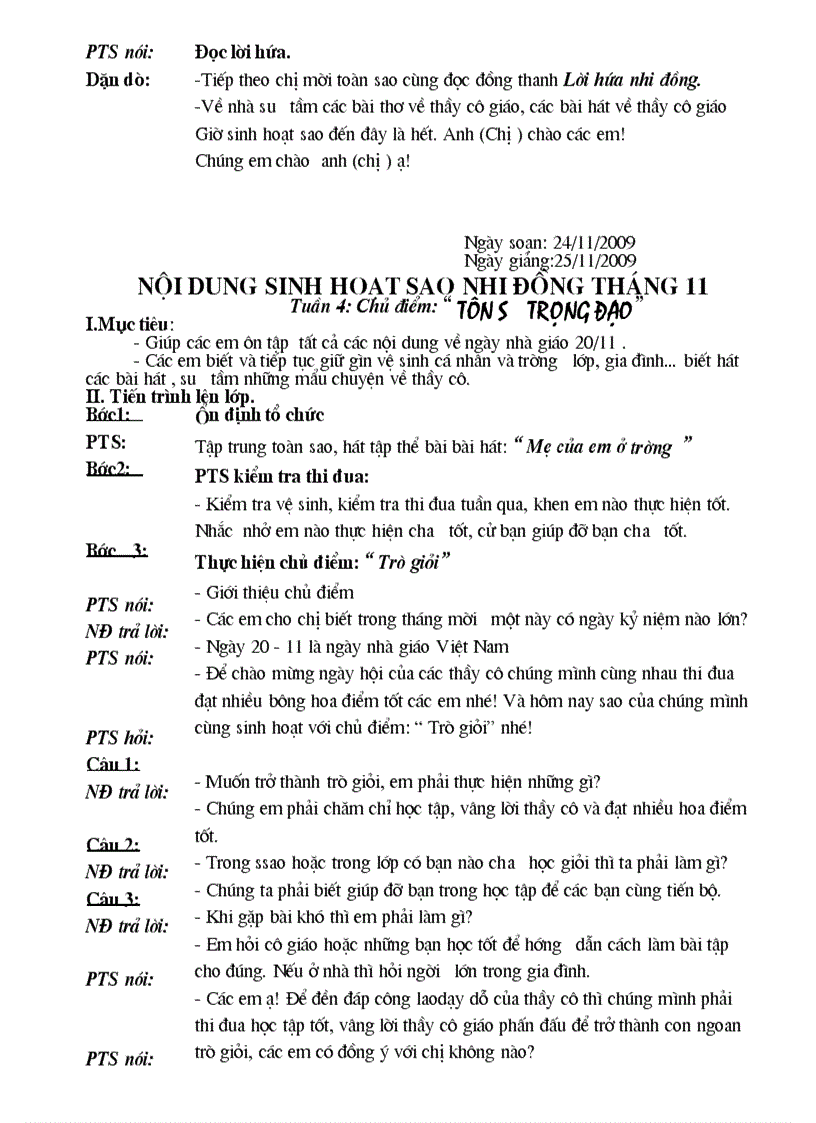 image for page Giáo án Sinh hoạt Sao Nhi đồng Khối 1 2 và 3