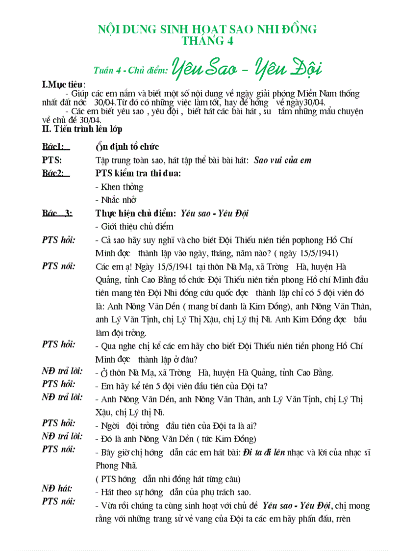 image for page Giáo án Sinh hoạt Sao Nhi đồng Khối 1 2 và 3