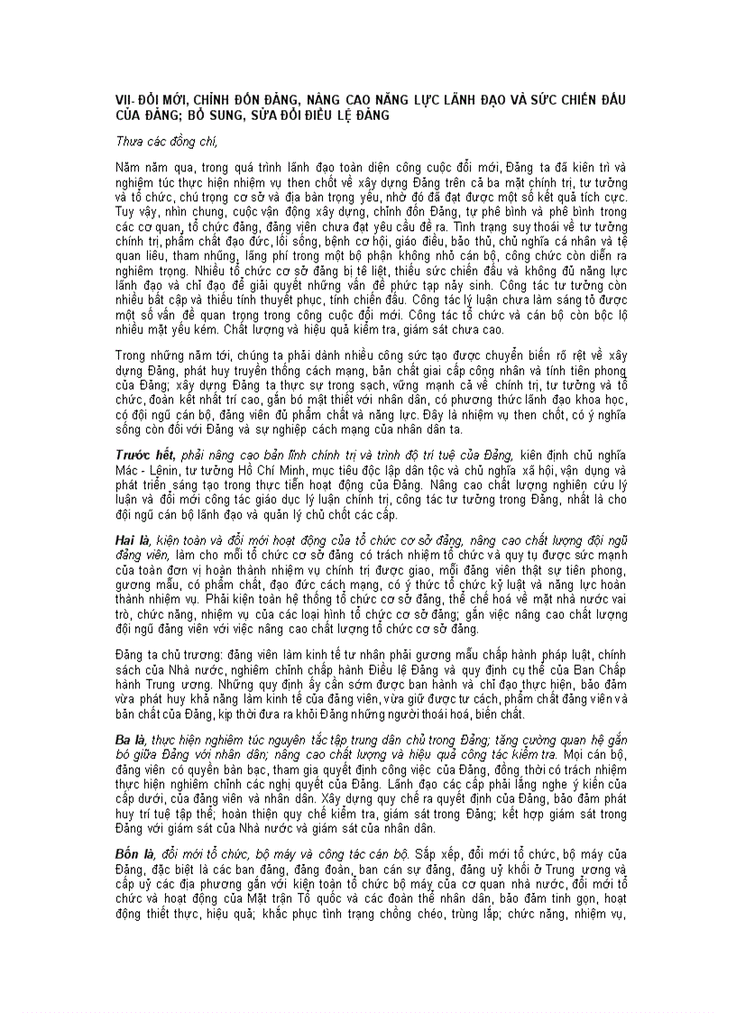 image for page Báo cáo của BCH TW về văn kiện Đại hội X