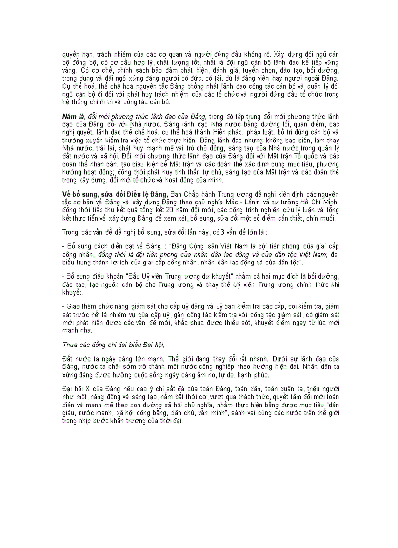 image for page Báo cáo của BCH TW về văn kiện Đại hội X