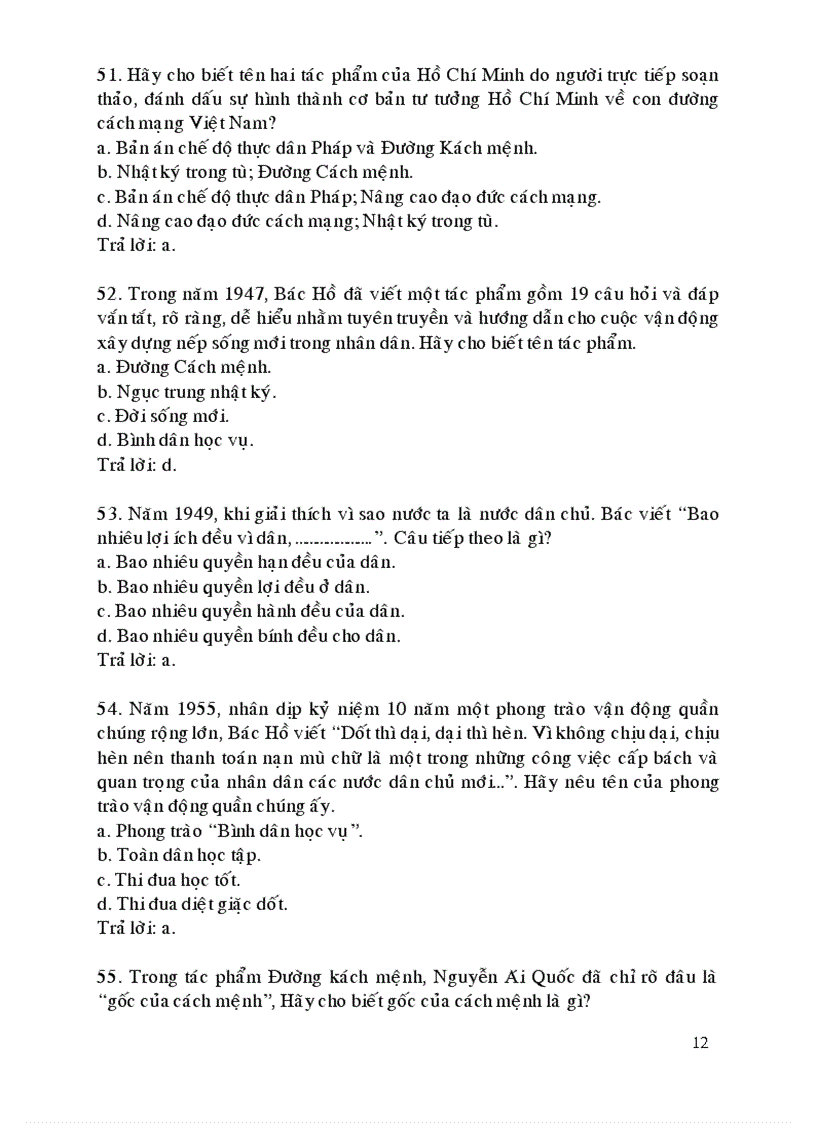 image for page Câu hỏi chắc nghiệm môn tư tưởng HCM