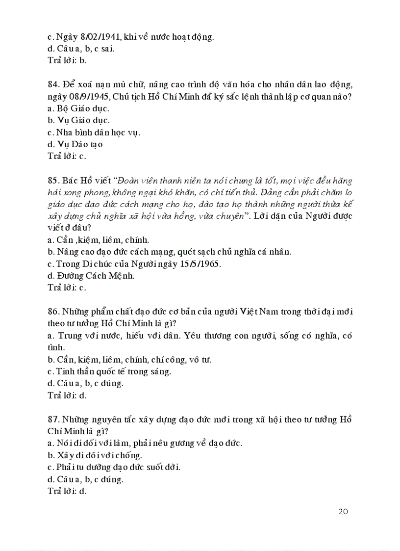 image for page Câu hỏi chắc nghiệm môn tư tưởng HCM