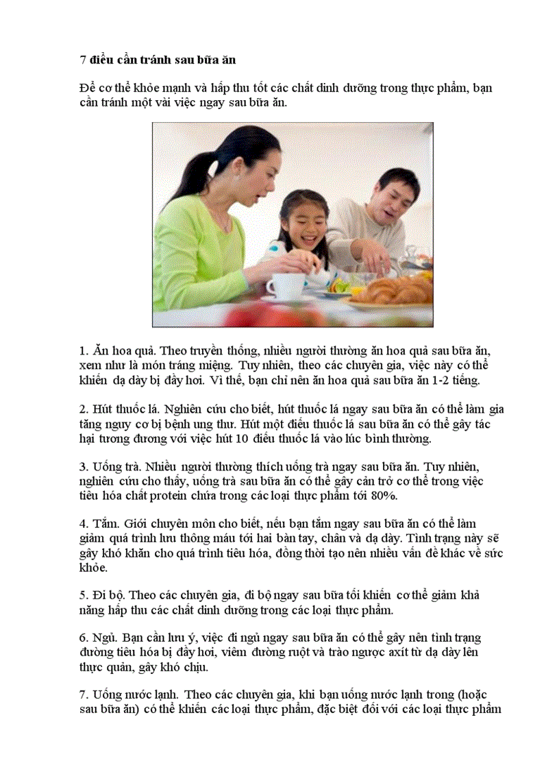 image for page 7 điều cần tránh sau bữa ăn