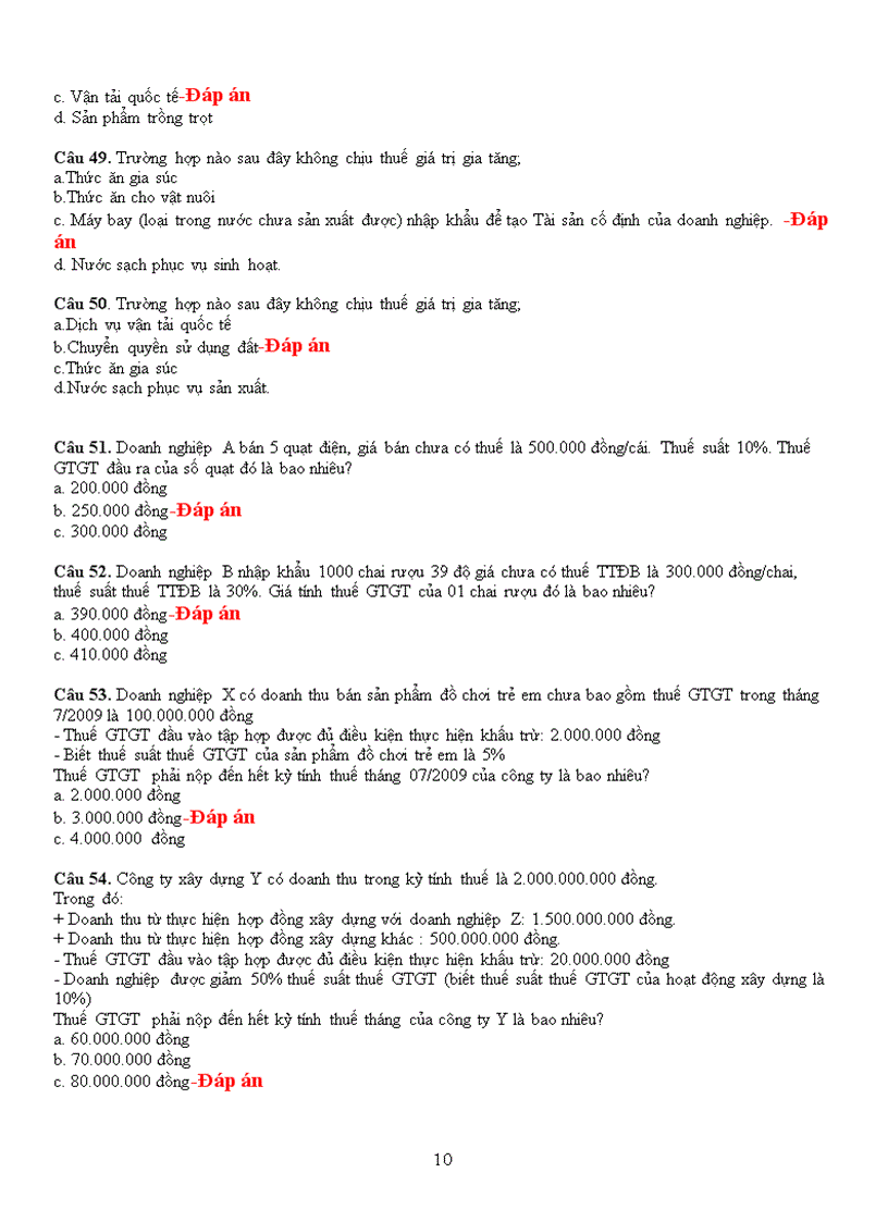 image for page Cau hoi trac nghiem mon thue va dap an