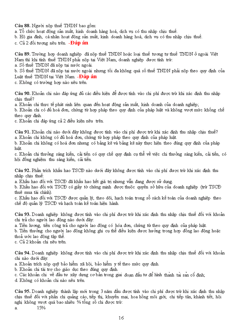 image for page Cau hoi trac nghiem mon thue va dap an