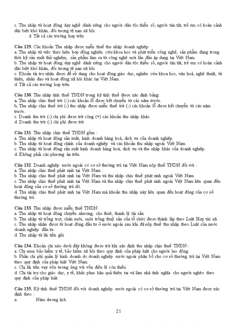 image for page Cau hoi trac nghiem mon thue va dap an