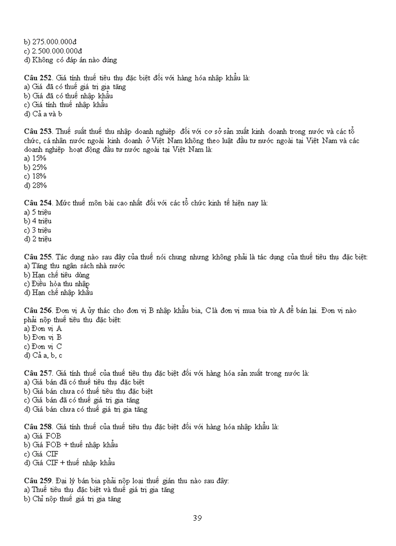 image for page Cau hoi trac nghiem mon thue va dap an