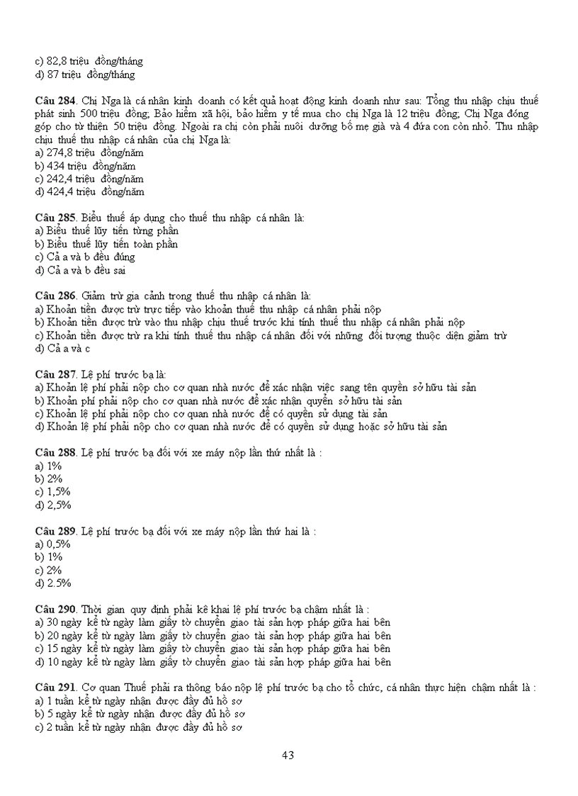 image for page Cau hoi trac nghiem mon thue va dap an