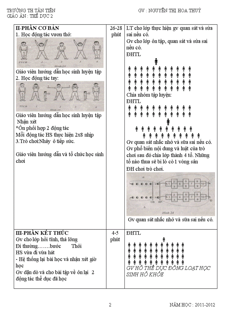 Giáo án thể dục lớp 2 học kì ii