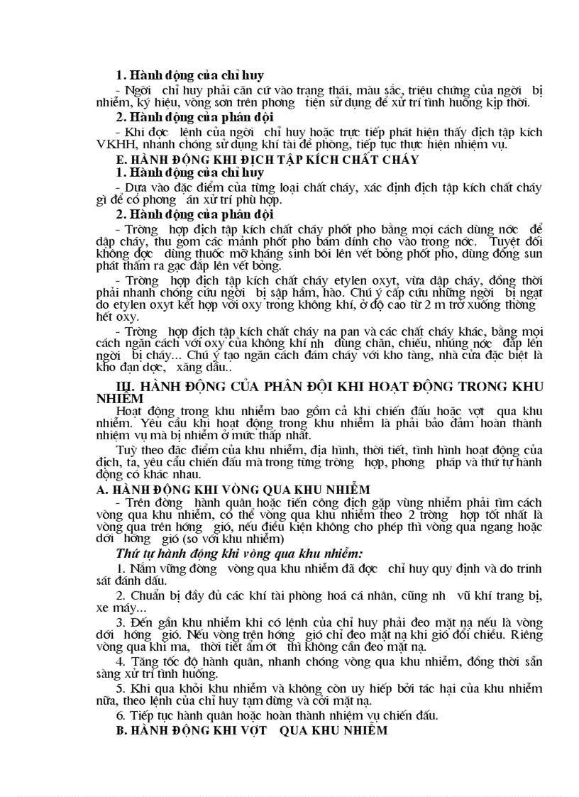 image for page Hành động của phân đội khi dịch tập kích VKHDL