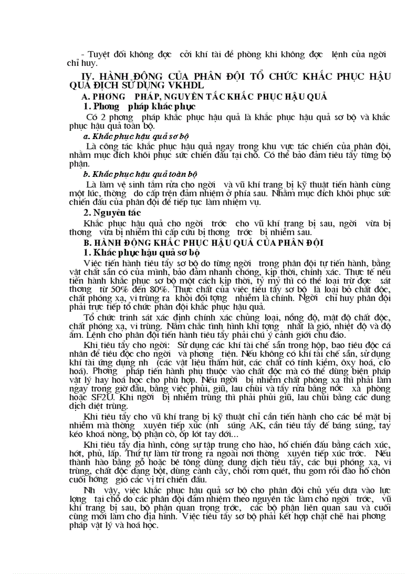 image for page Hành động của phân đội khi dịch tập kích VKHDL