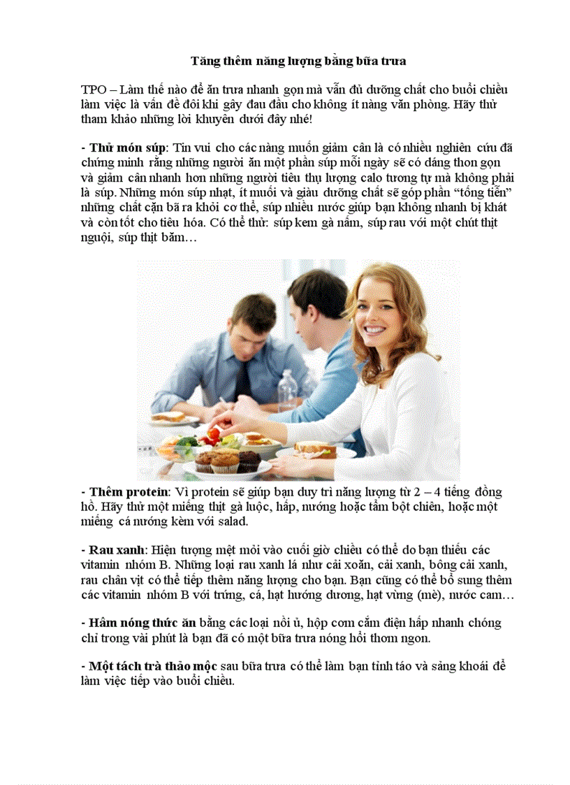 image for page Tăng thêm năng lượng bằng bữa trưa