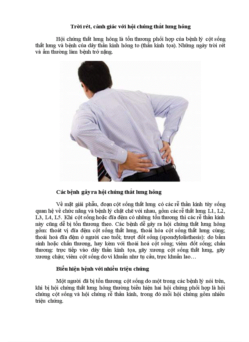 Trời rét cảnh giác với hội chứng thắt lưng hông
