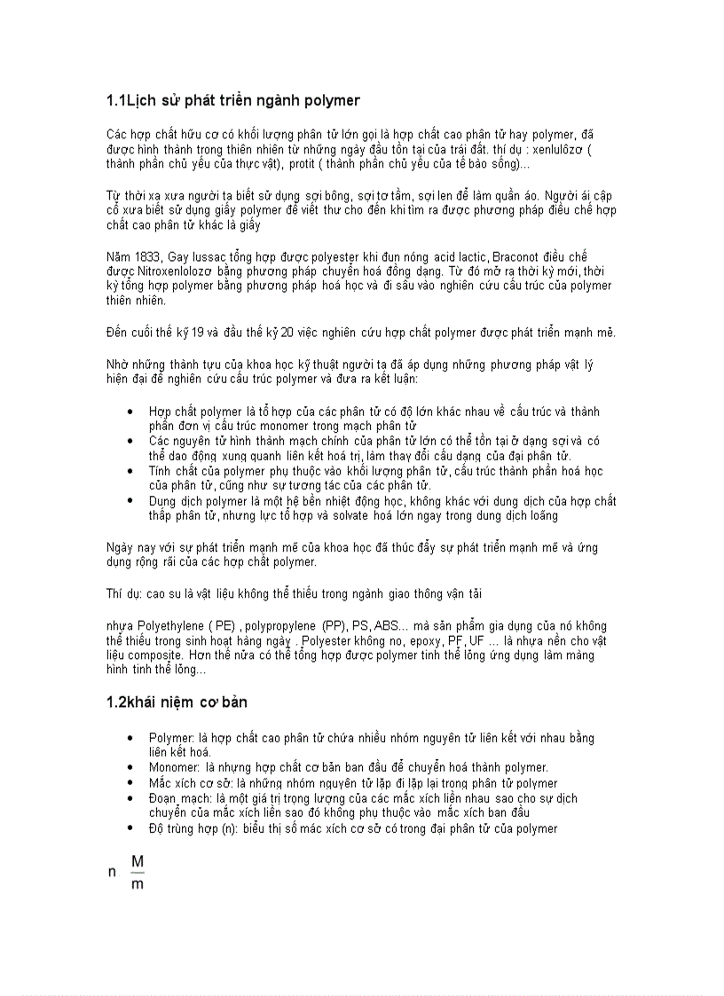 image for page Bài 1 Các Khái Niêm Về Polyme