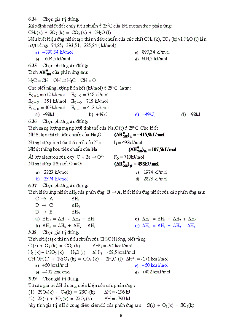 BAI TAP trac nghiem nhiet hoa hoc doc