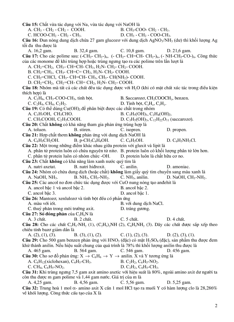 image for page Đề thi trắc nghiệm môn Hoá học 29