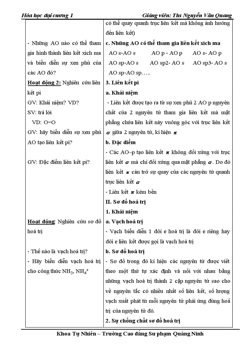 image for page Giáo án Hóa học đại cương 1 chương trình CĐSP chương 9