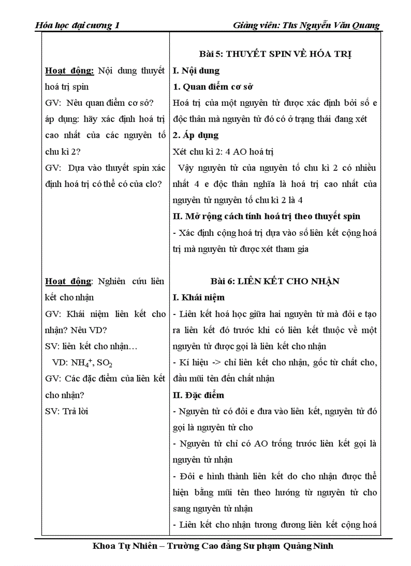 image for page Giáo án Hóa học đại cương 1 chương trình CĐSP chương 9