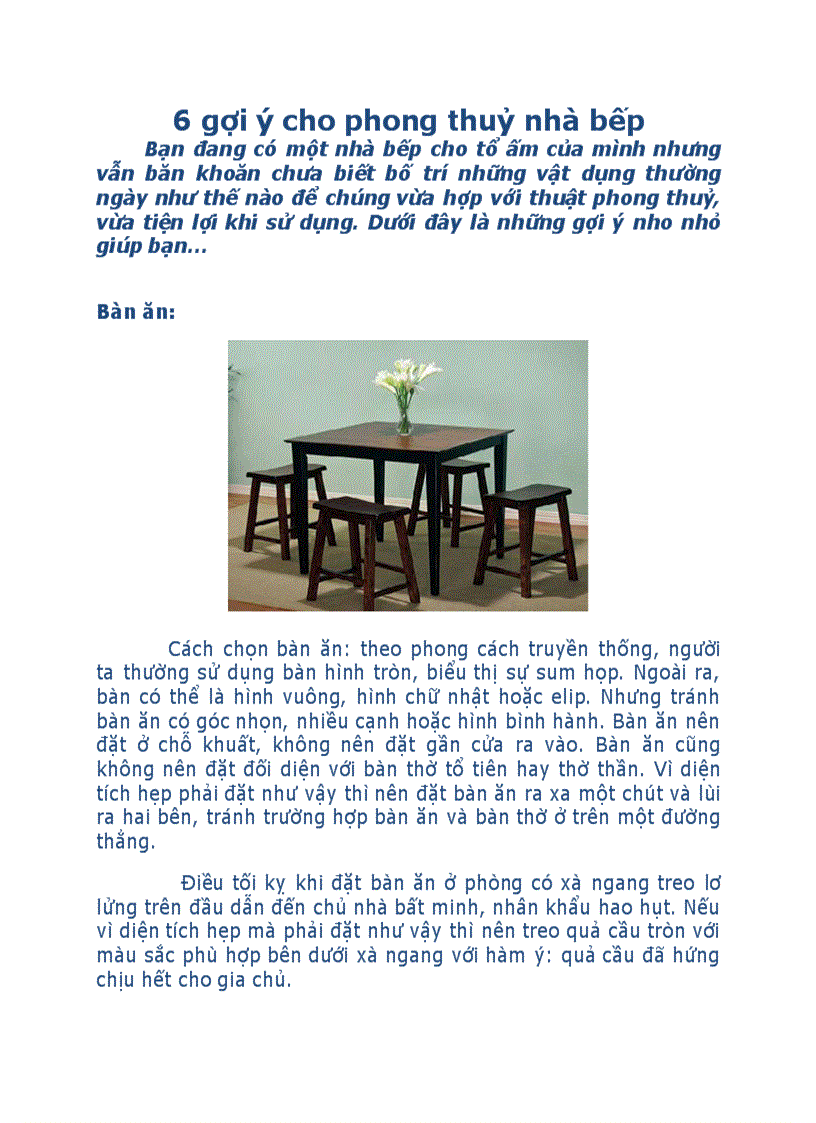 image for page 6 gợi ý cho phong thuỷ nhà bếp