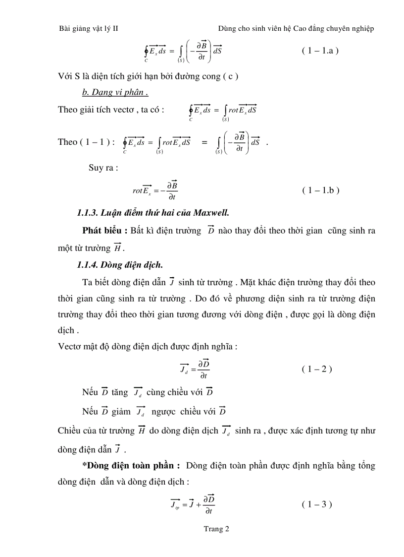 image for page Bài giảng Vật lý 2