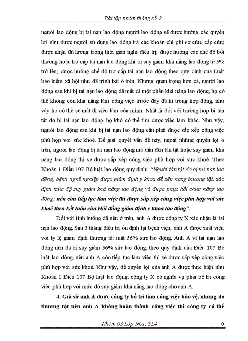 Bài tập nhóm về vấn đề tai nạn lao động