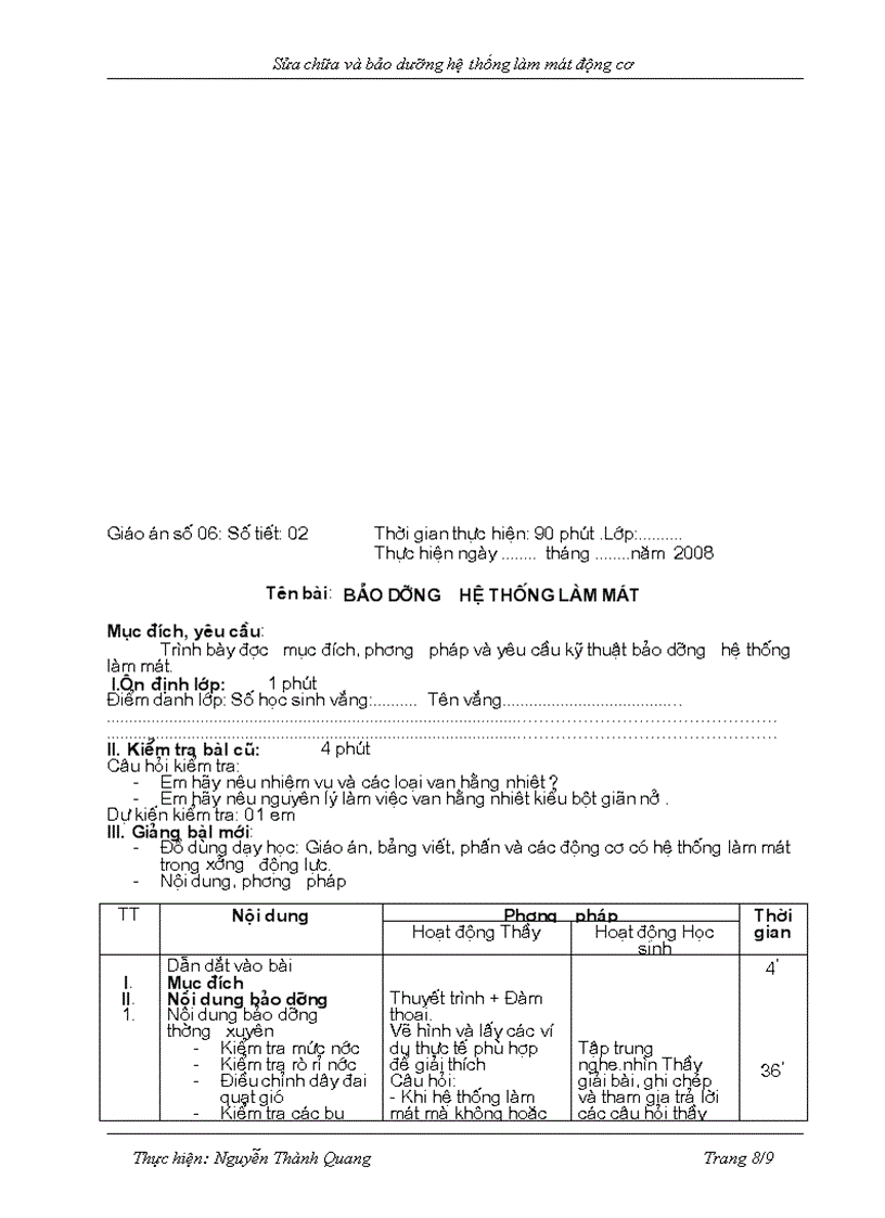 image for page Giáo án làm mát ô tô